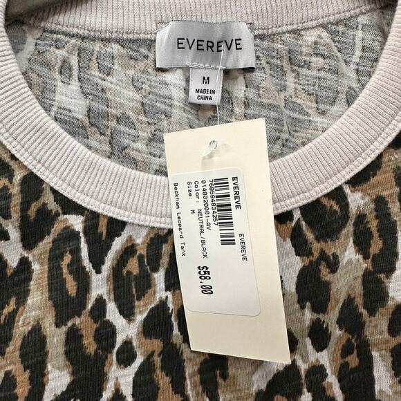 Evereve NWT Medium Beckham Leopard Tank 100% Cotton Soft Casual $58 MSRP - Picture 5 of 10